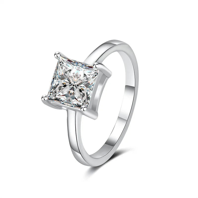 1-2ct Square Moissanite Ring with Certificate Passed Diamond Test S925 Silver Women Anniversary Jewelry Gift