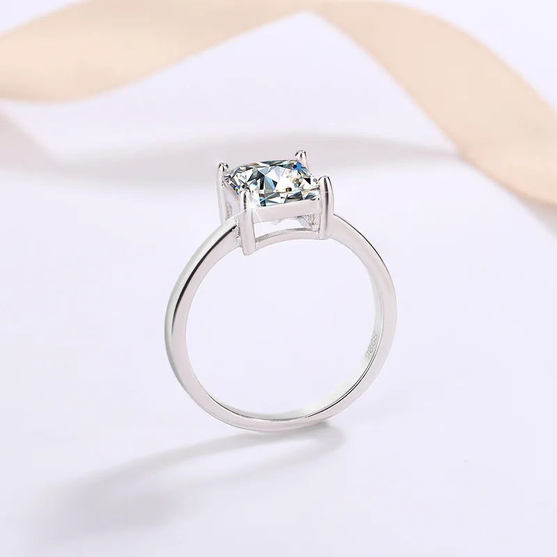 1-2ct Square Moissanite Ring with Certificate Passed Diamond Test S925 Silver Women Anniversary Jewelry Gift
