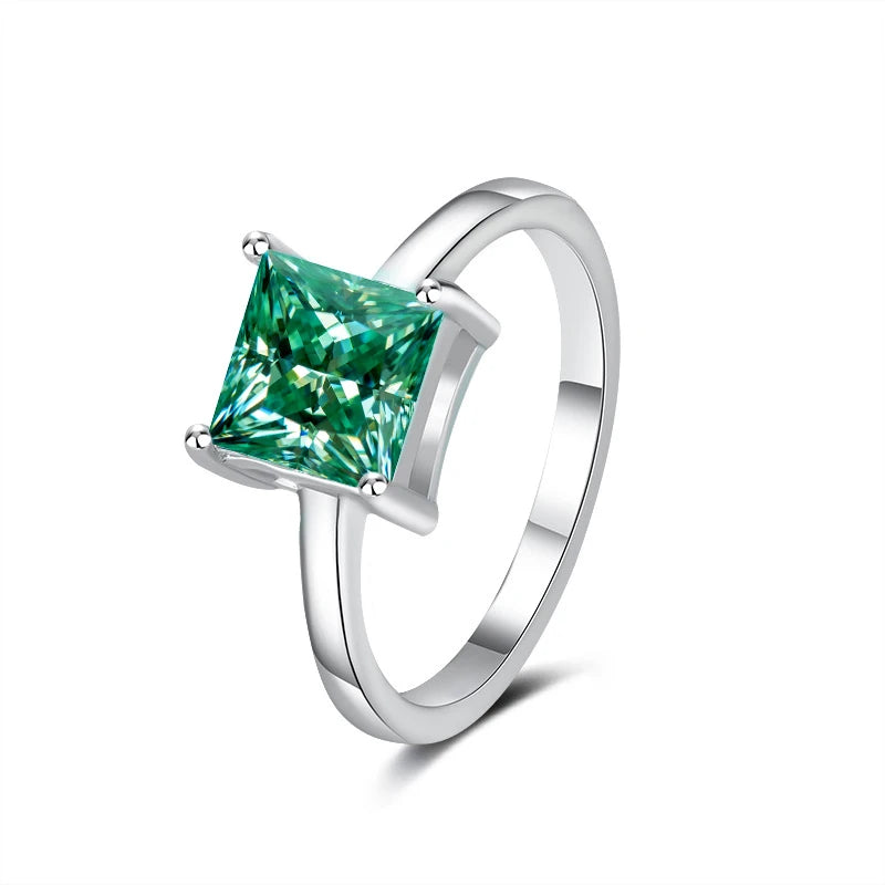 1-2ct Square Moissanite Ring with Certificate Passed Diamond Test S925 Silver Women Anniversary Jewelry Gift